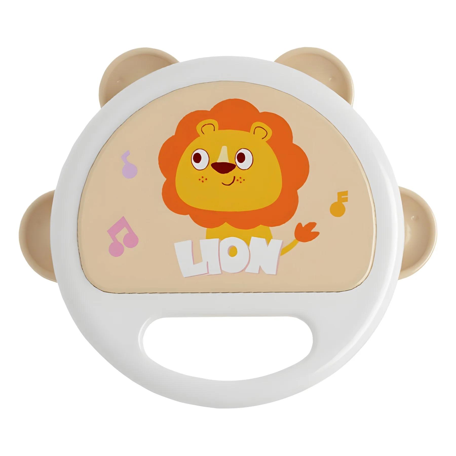 Lion Musical Instrument Drum Montessori Toy Handheld Drum Music Instrument Learning Toy Infant Rattle Cartoon Hand Clapping Toy