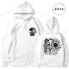 Fashionable Floral Rib Cage Print Daily Women Hoodies Loose Classic Style Long Sleeve Streetwear Skeleton Black Sweatshirts Tops