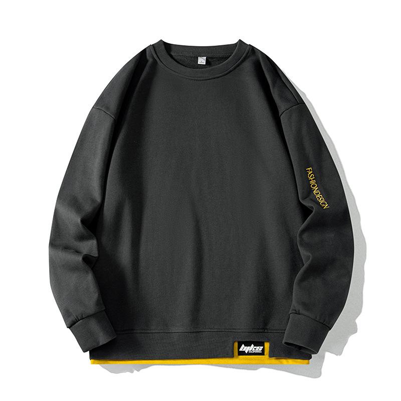 Maglione di grandi dimensioni da uomo primavera e autunno nuovo sciolto a maniche lunghe t-shirt sciolto tendenza più grasso fondo camicia da uomo