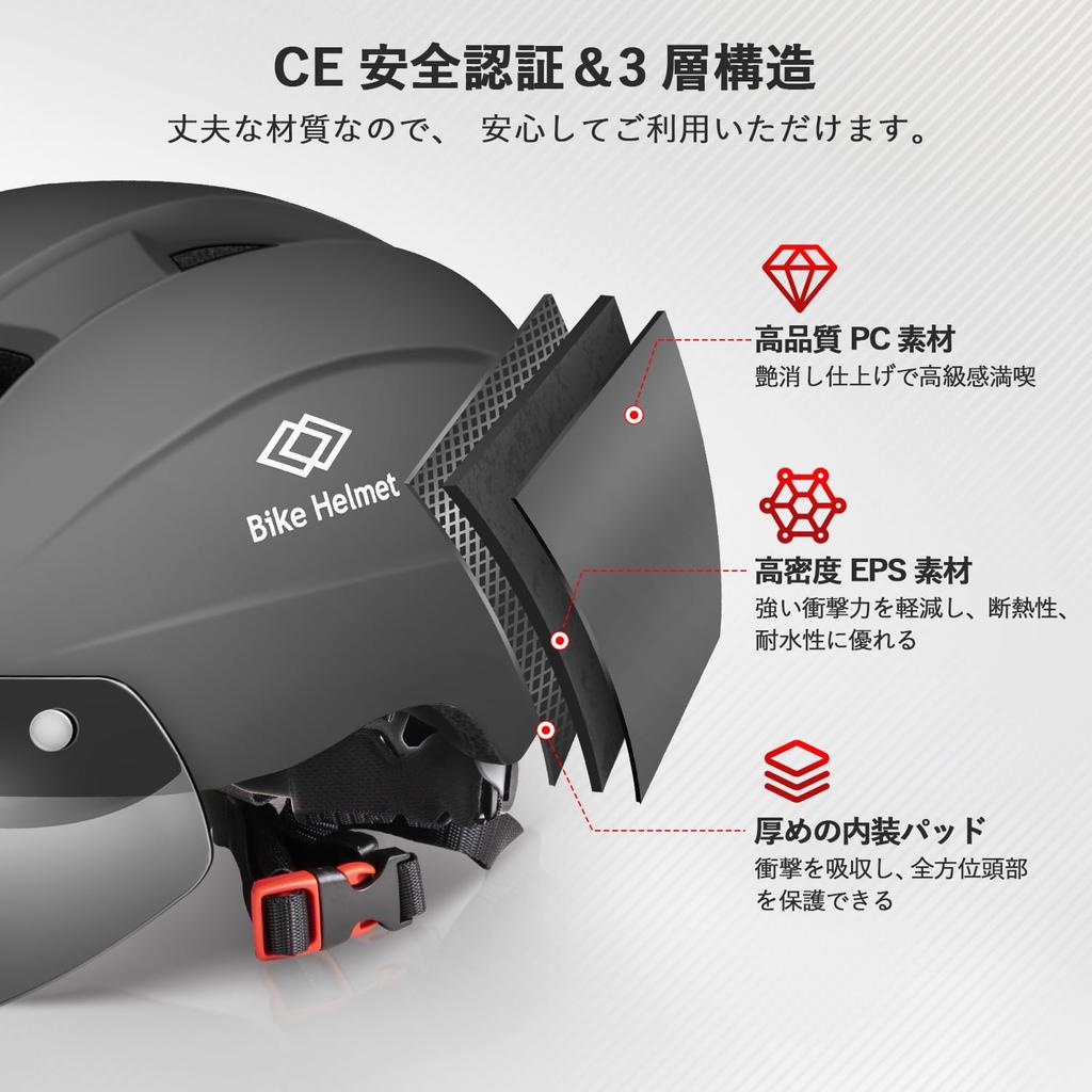 Mixiu Bicycle CE with Magnetic UV Impact Adjustable Size with LED for Road and and School Helmet, Certified, Goggles, Protection, Windproof,