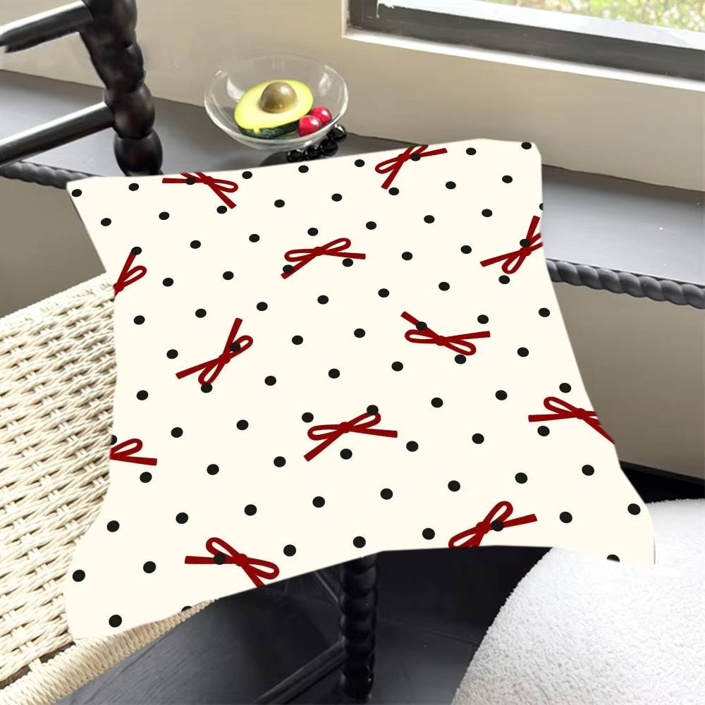 

Bow and Polka Dot Art Square cushions suitable for use in guesthouses bedrooms living rooms sofas and when traveling 30cmx30cm