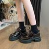 Small Leather Shoes Women's New Spring and Autumn Style Bow Retro British Style Platform Height Increase Mary Jane Loafers