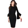 European and American Spring and Autumn New Dress Dress Sexy Slim Lotus Leaf Sleeve Hip Dress