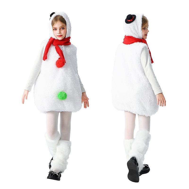 Girls Christmas Children's Costume Snowball Baby Christmas Snowman Costume Snow Doll Performance Costume