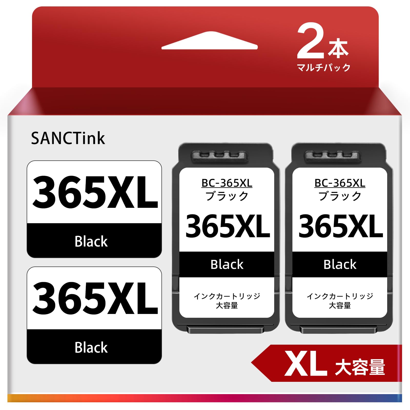 

SANCTink Ink Cartridges for Canon PIXUS with Ink Level Display BC-365XL TS3530/TS3730, High-Yield Black, 2-Pack, чорний
