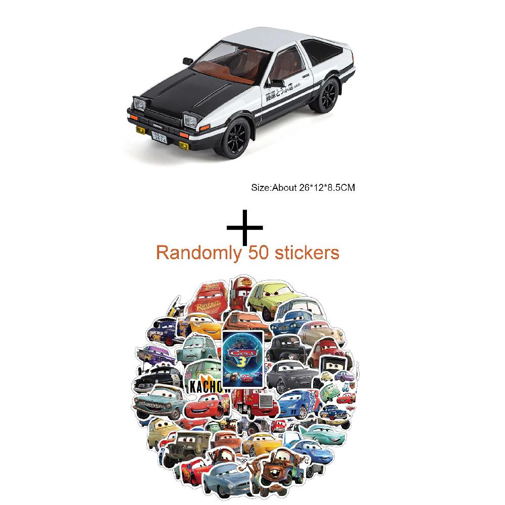 Large 1:18 Classic Movie AE86 Car Model Toy Alloy Diecast Sound Light Vehicle Wheel Steering Shock Absorption Models Kids Gifts