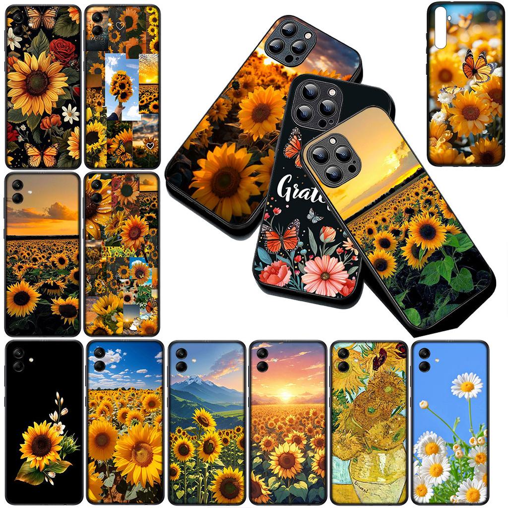 Cover for Samsung Galaxy S10 S8 S9 Plus A33 A34 A31 70 A71 A72 Note 20 9 8 S10E Phone Case Sunflower Yellow Flower Butterfly