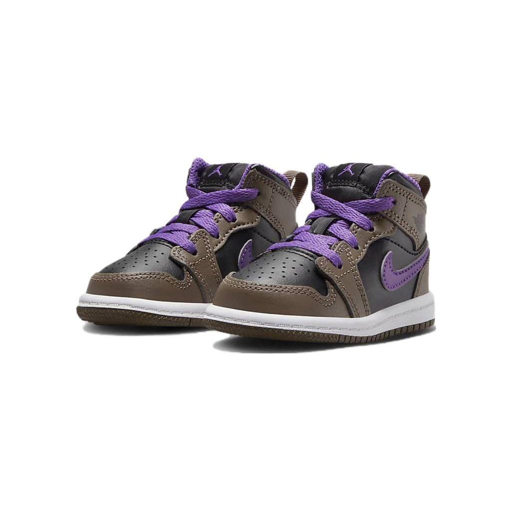 Air Jordan 1 Mid TD Palomino Baby Sneakers Brown Wild-Berry White DQ8425-215