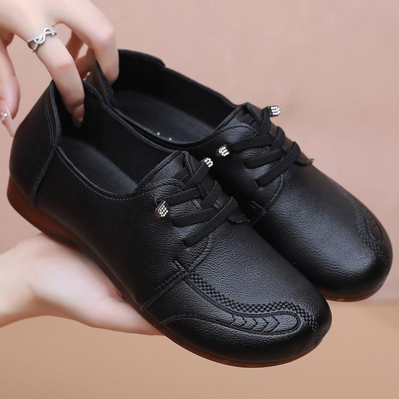 

Весенне-осенняя обувь, удобные мягкие кожаные туфли средней и пожилой возрастной группы, нескользящие туфли на плоской подошве для пожилых женщин в повседневном стиле 38 чёрный