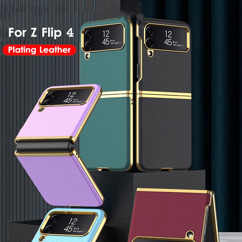 Pro Samsung Galaxy Z Flip 4 5g Pouzdro Pokovování 3D povrch Matná kůže na PC Pouzdro pro Z Flip4 5g Funda