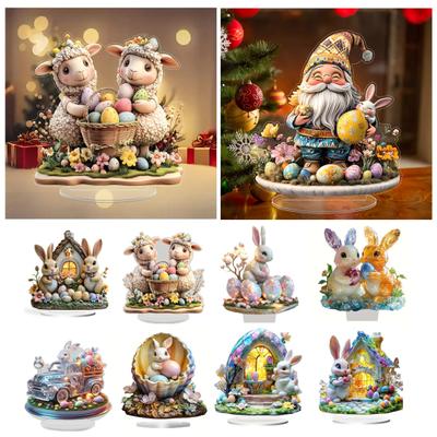 Osterei Hase Ornament 2D Flache Acryl Dekoration Cartoon Kaninchen Farbige Ei