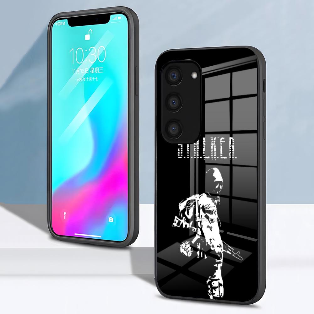 

Игровой чехол S-Stalker для Samsung S26 S25 S24 FE S23 S22 S21 Plus S20 Ultra Note20Ultra Черная стеклянная крышка Galaxy S24 Ultra