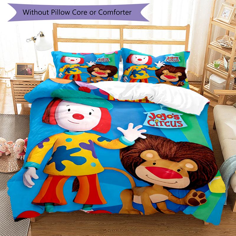 3pcs Custom Name JoJo's Circus Bedding Set Duvet Cover Closure Includes 1 Duvet Cover & 2 Pillowcases, Soft and Comfortable for All Seasons.