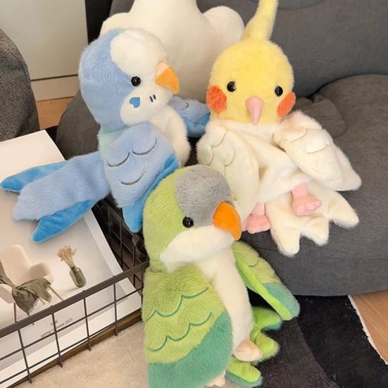 Parrot Hand Puppet Plush Toy Soft Stuffed Bird for Baby Early Education Kindergarten Cute Ventriloquist Doll for Storytelling Interactive Gift for
