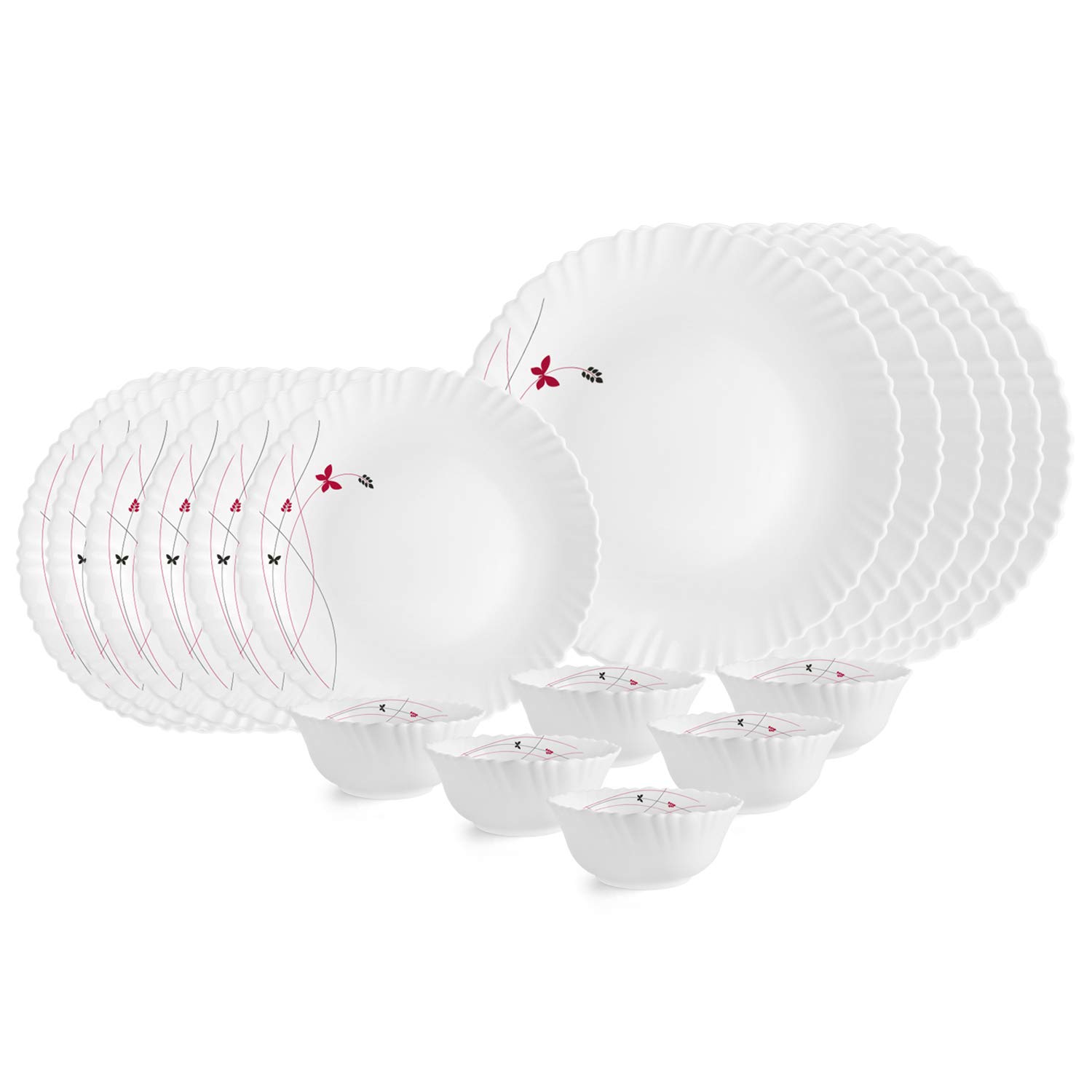 

Dinner Set | 35 Pieces for Family of 6 | Microwave & Dishwasher Safe | Bone-Ash Free White,Floral