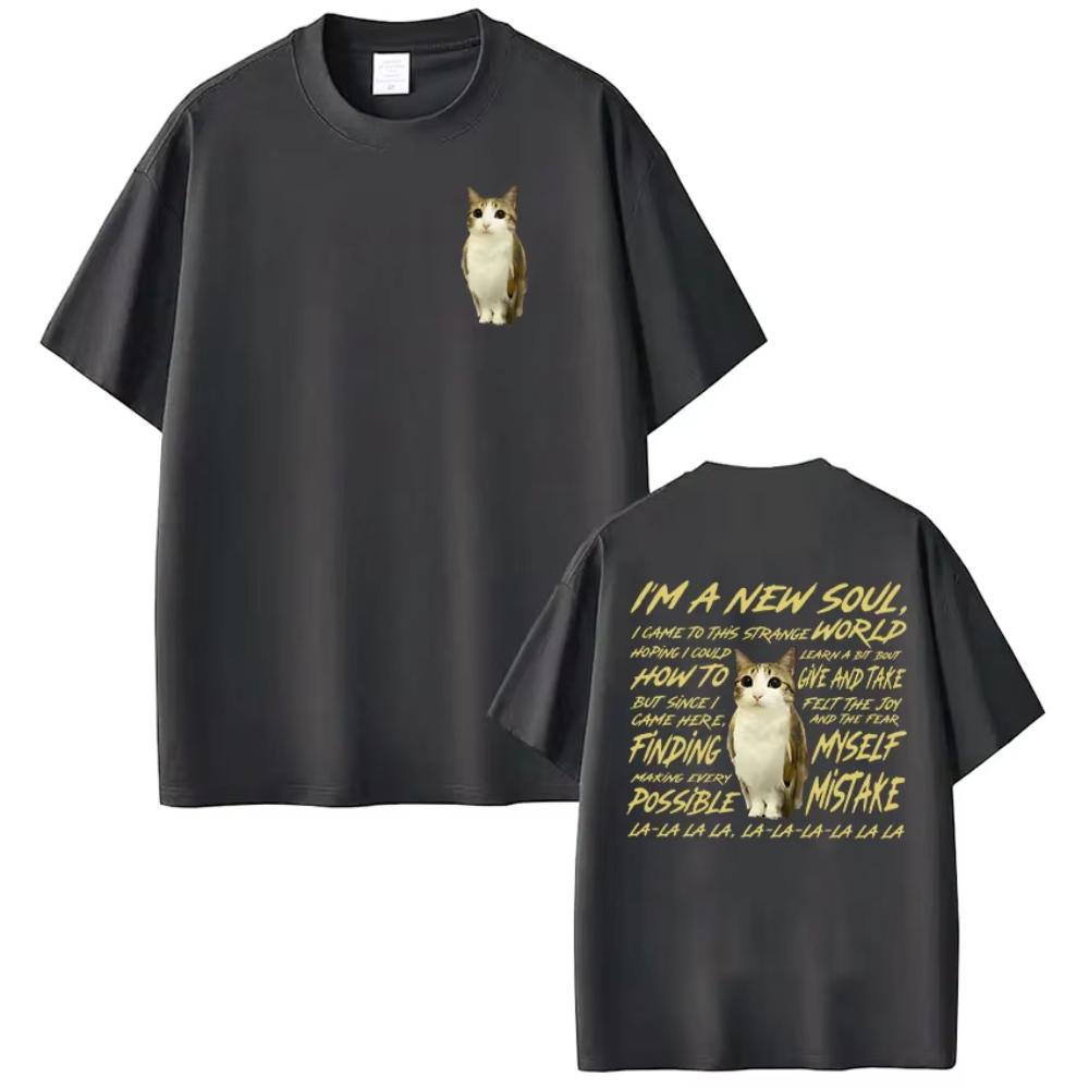 Meowl Cat Owl Funny Meme Double Side Print Tshirt Mens Clothing Fashion Harajuku Short Sleeves Tshirts Cotton Casual T Shirts