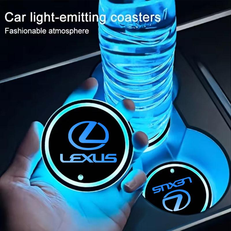 LED Lichtgevende Auto Waterbeker Onderzetter Houder 7 Kleurrijk USB Opladen voor LEXUS ES LS UX NX RZ RX LC IS GX Lexus Auto Accessoires