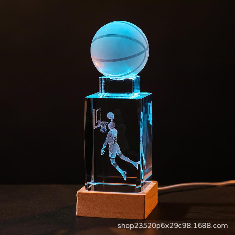 Crystal Engraved Kobe Basketball Star Luminous Night Light
