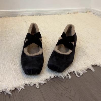 Round-toe Cross-laced High-top Insulated Women's Casual Low-heeled Slip-on Shoes