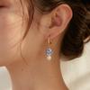 Vintage Blue Flower Ceramic Beads Pearl Hoop Earrings for Women Stainless Steel Asymmetric Gold Color Huggies Jewelry Gifts