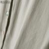 ZANZEA Women Casual Round Neck Summer 3/4 Sleeve Cotton Blouse