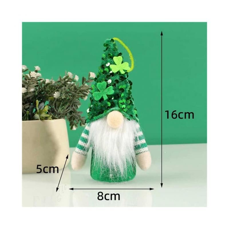 Elfen-Plüschdekorationen zum St. Patrick'S Day - 2er-Pack Grüne Gesichtslose Ältere Zwerge, Hängende Ornamente, Irische Festivalpuppe