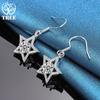 925 Sterling Silver AAA Zircon Star Drop Earring Jewelry