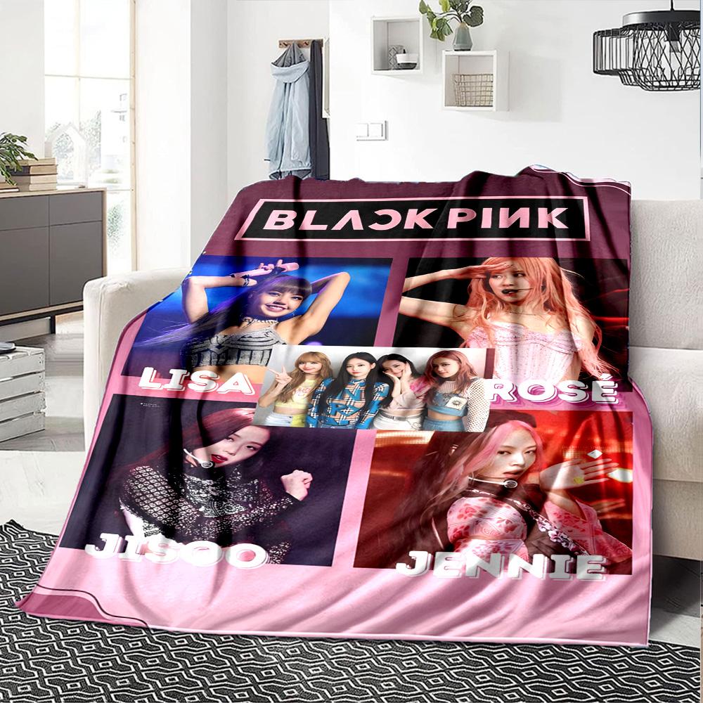 Blackpink Members Pink Theme Blanket Soft Warm Suitable for Sofa Couch Office Bed All Seasons Digital Print Perfect Gift for Relatives Y12