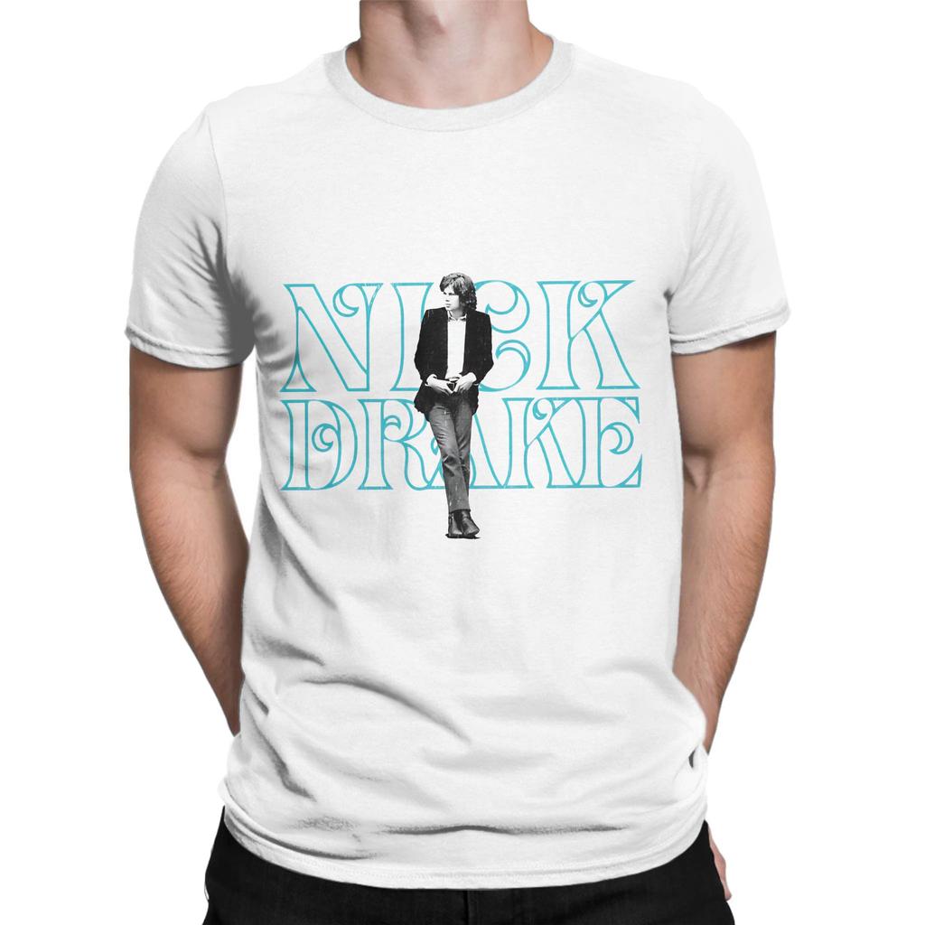 Nick Drake TShirts for Unisex Novelty Pure Cotton Tee Shirt Crew Neck Short Sleeve T Shirt Plus Size Clothes