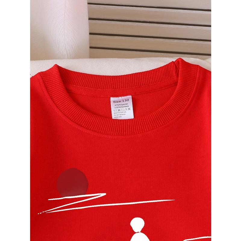 Kids Crewneck Sweatshirt, Minimal Line Art Cliff Sunset Silhouette Print,Spring Autumn Casual Sport Tops