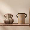 Wazon ceramiczny w stylu vintage z podwójnymi uchwytami, paskami i kropkami – Dekoracja domu w stylu INS