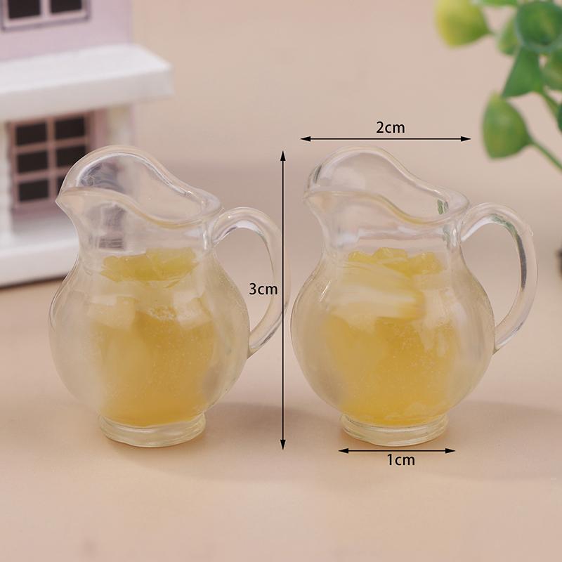 2Pcs Dollhouse Simulation Lemon Orange Juice Beverage Kettle Model Orange Juice Drinks Doll Accessories Decorative Props