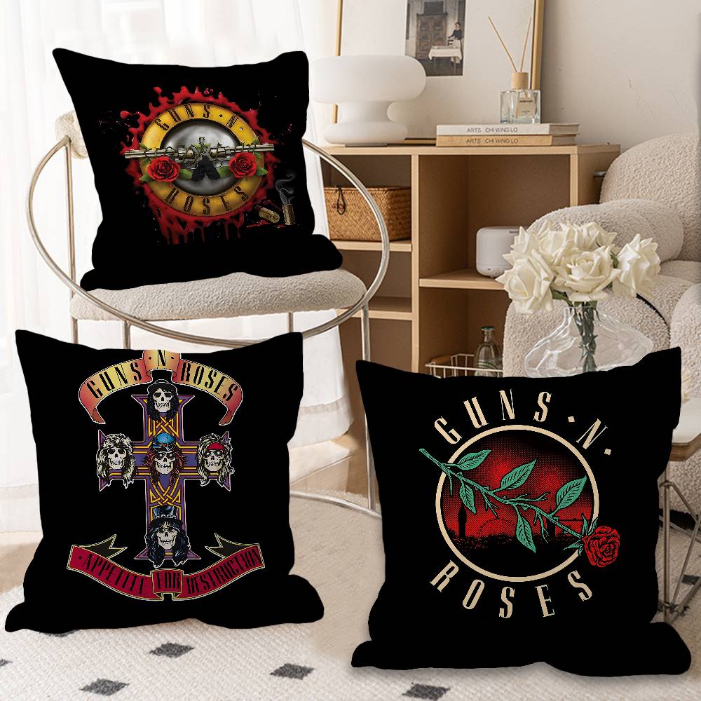 Fine Glasses Unisex Rock Music Band G-Guns N Roses Pillow Gift Home Office Decoration Bedroom Sofa Car Cushion Cover Case 45X45