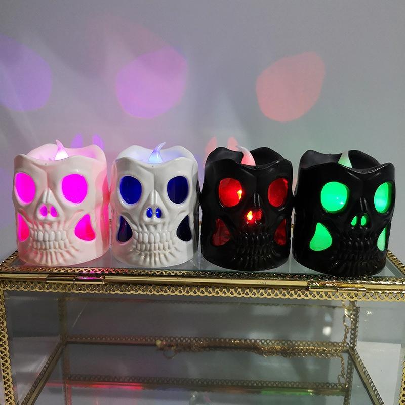 Halloween Skelett Kerzenlicht Dekorationszubehör Nachtlicht LED Siebenfarbig Elektronisch Blinkendes Kürbislicht
