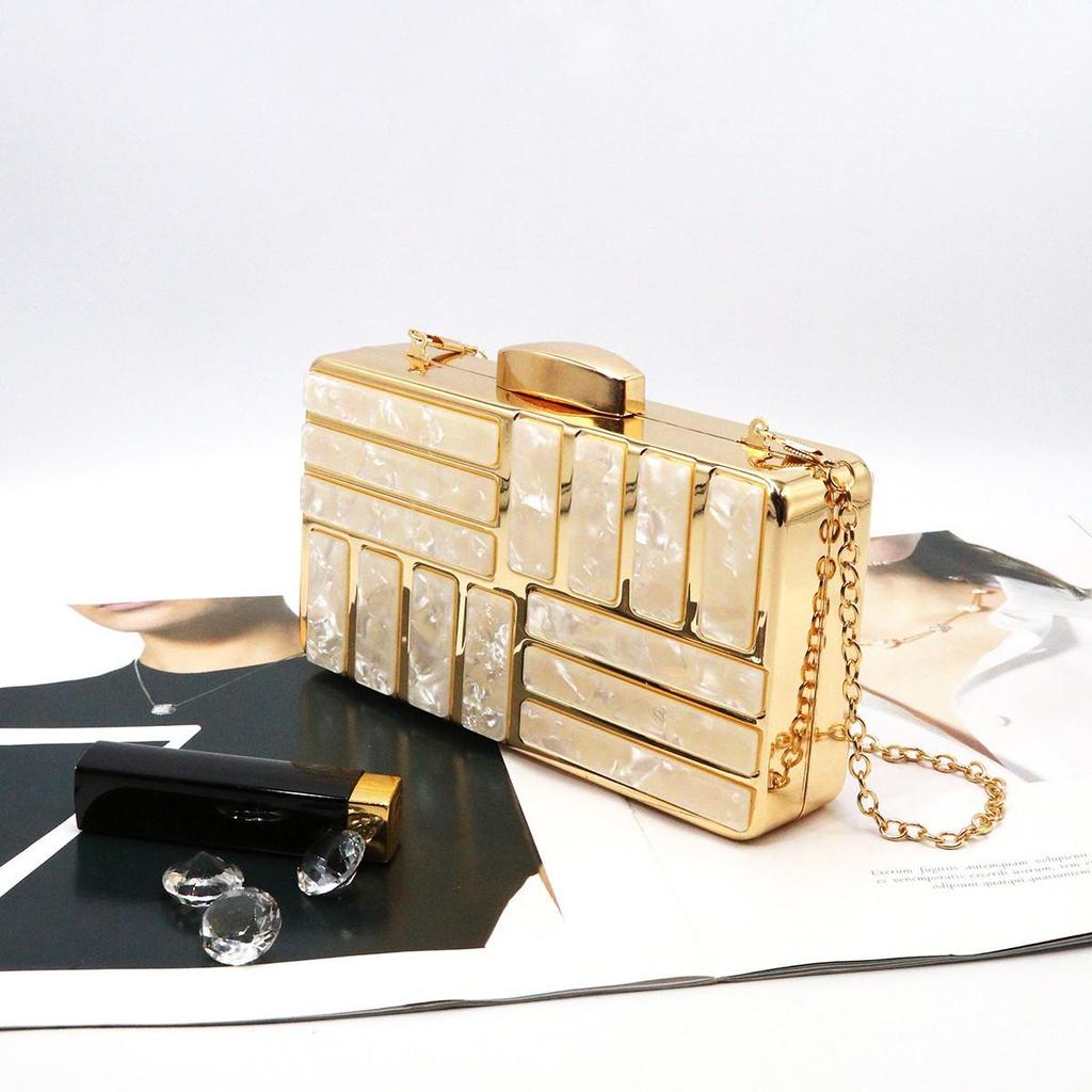 One-Shoulder Acrylic Shell Clutch - Minimalist Crossbody Evening Bag for Women