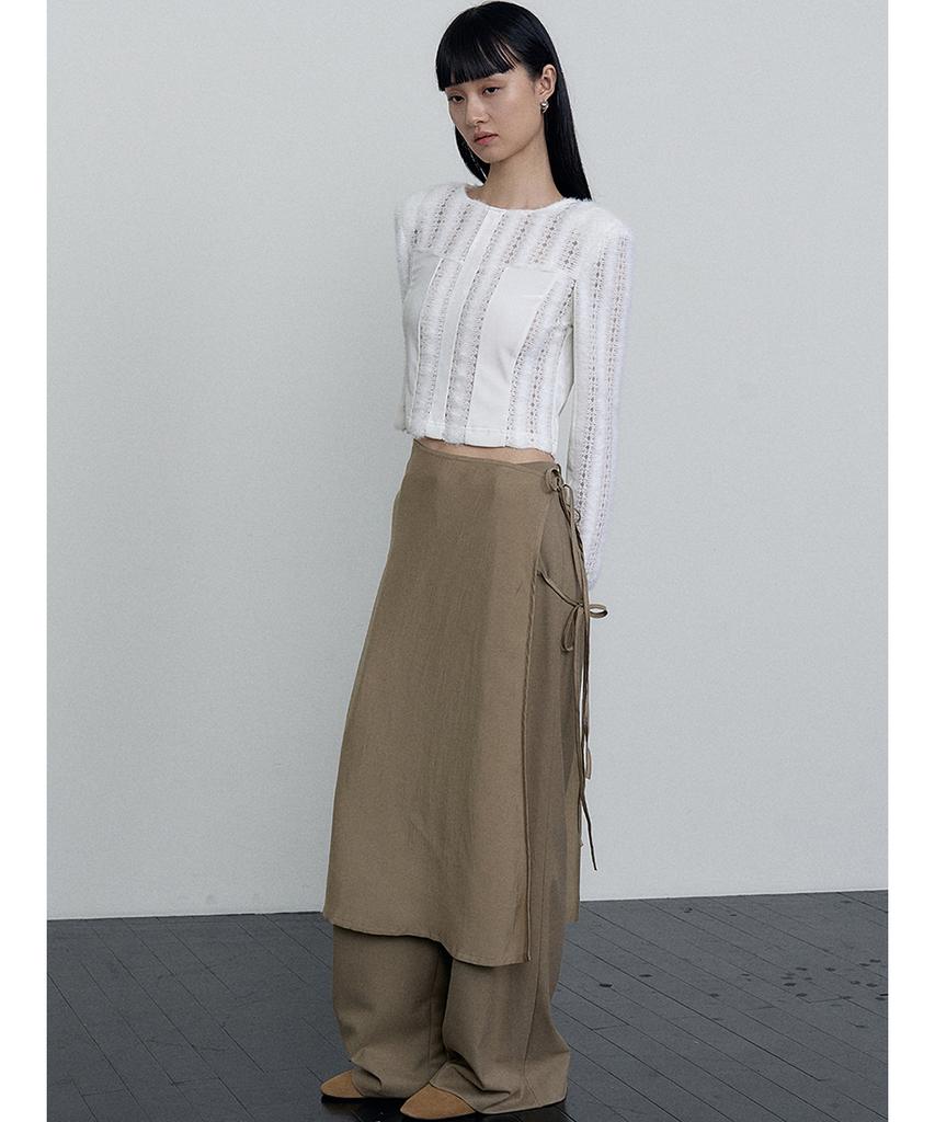 Make A Toast Layered Wide Skirt Pants Brown Mbefpa004Br