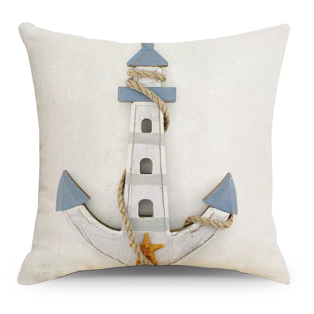 Marine Nautical Anchor Pillow Case Digital Printed Sofa Pillow Line Cushion Case