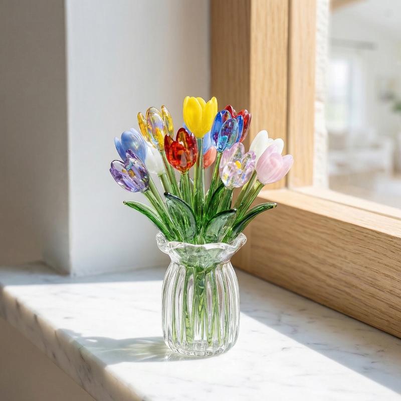 Simulation Glass Flowers 6/7Pcs Artificial Floral Stems for Realistic Home Fresh Decor and Gift Inspiration