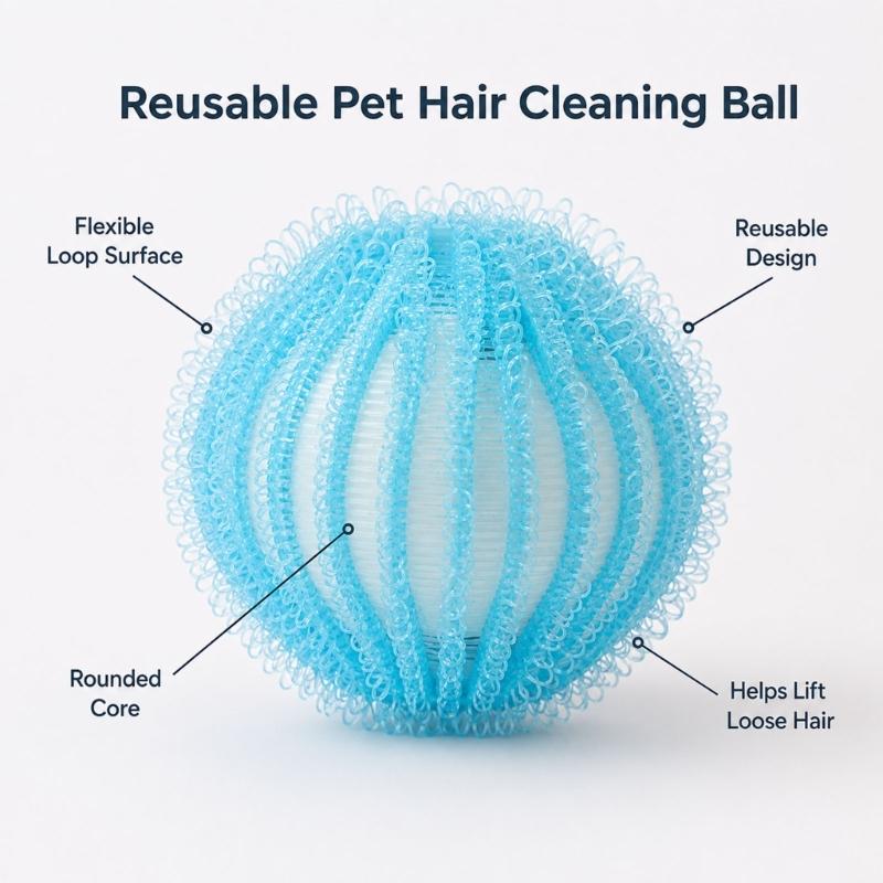 Laundry Ball for Shedding Pet Households, Washer Hair Pickup Helper for Dog Home Clothing and Everyday Laundry Work for Household Fabric Care