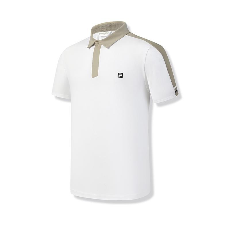 Fila Golf Series Color Block Simple Casual Versatile Comfortable Short Sleeve Polo Shirt Men Polo Shirts Jade-White A11M525102F-WT