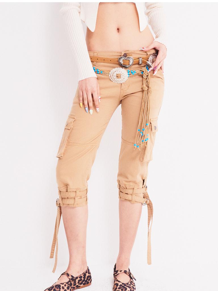 Als ob Cali Slim Capri Cargohose Beige