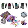 Lightweight Compact Beach Bag Drawstring Closure Hanging Grid Bag  Clothes Pins Storage