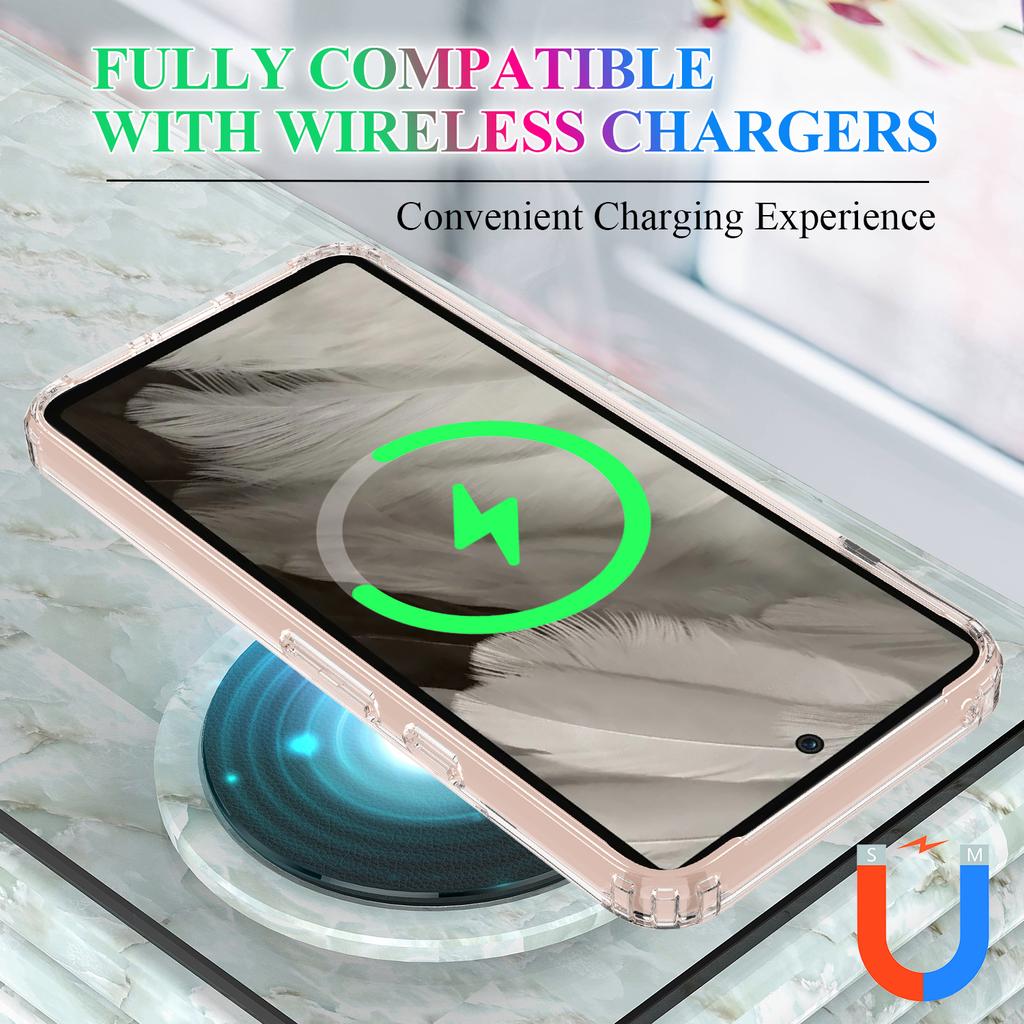 For Google Pixel 8 Magnetic Case Transparent Phone Cover Compatible with MagSafe