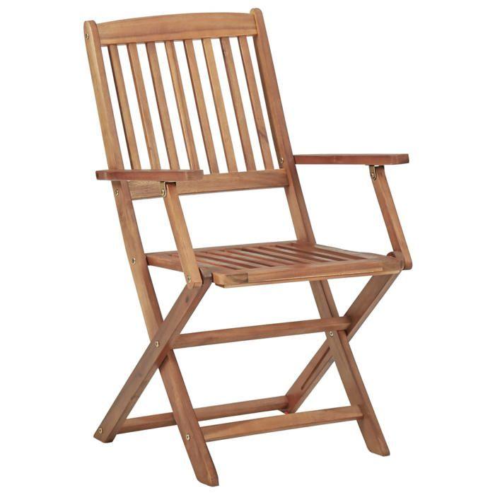 Chaises de jardin pliables en bois d'acacia massif - VidaXL - Lot de 6 - Brun - Extérieur