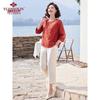 Yu Zhaolin Elderly Women's Summer Two-Piece 3/4 Sleeve T-Shirt Set