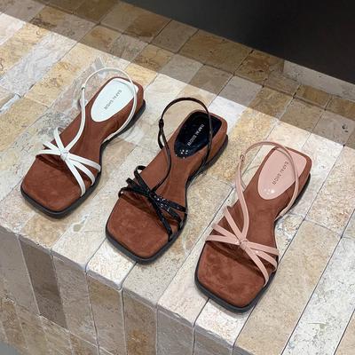 French Wedge Heel Retro Temperament Sandals Women's 2025 Summer New Naked Pink with Skirt Outer Wear Niche Thin Strap Roman Shoes