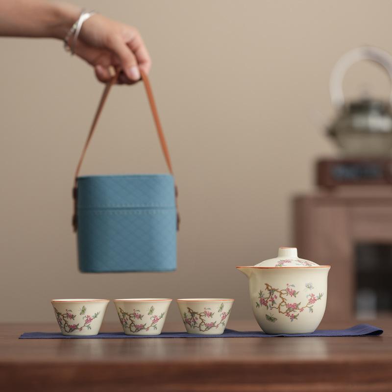 Ru Kiln Tea Set Home Light Luxury High-end Office Reception Tea Cup Gift Box Souvenir Ru Kiln Tea Set