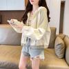 Autumn Hooded Color-block Short Jacket, Women's Spring/autumn 2026 New Loose Petite Baseball Jacket, Cardigan