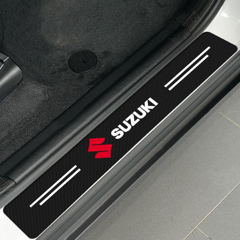 4Pc Car Door Plate Carbon Fiber Threshold Protector Sticker for Suzuki Jimny GW250 Samurai Vitara Swift Baleno SX4 Ignis Alto Splash Swace
