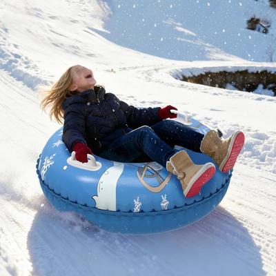 Double Handles Heavy Duty Snow Tube Reinforced Inflatable Sled for Sledding Secure Grip Winter Toys Winter Outdoor Holiday Fun